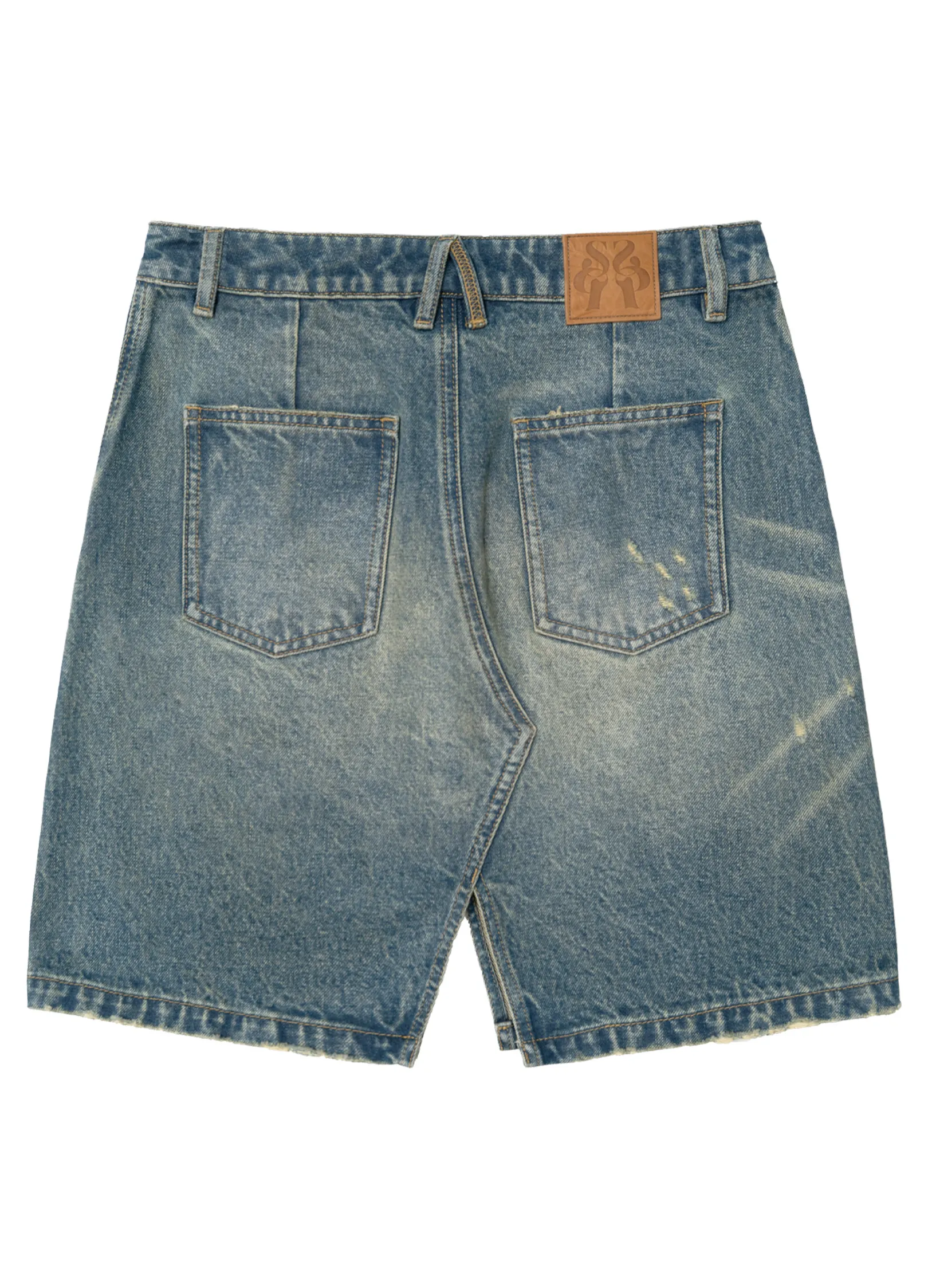 Slit Cut Denim Miniskirt - Image 15