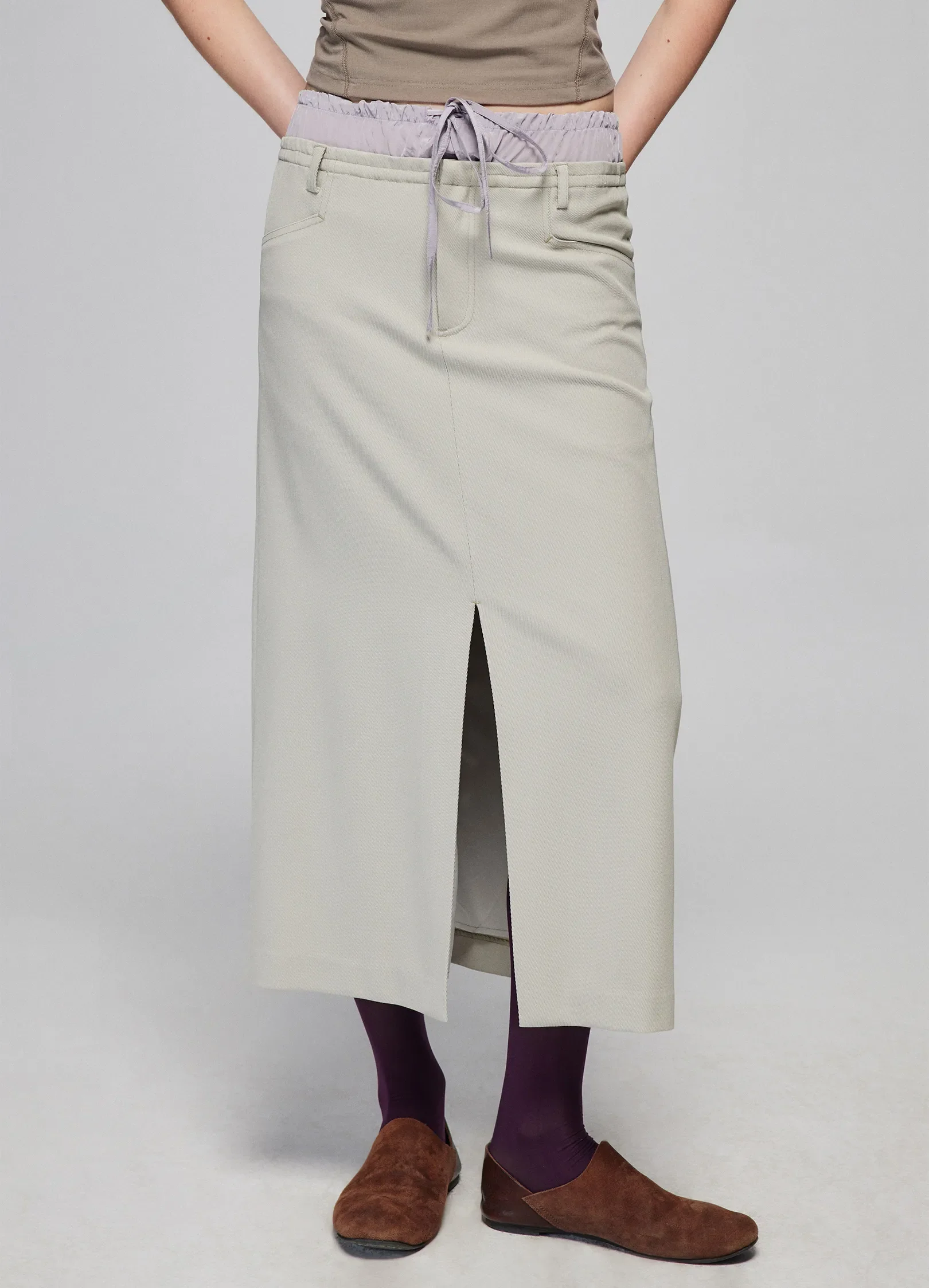 Slit Patchwork Skirt - Image 2