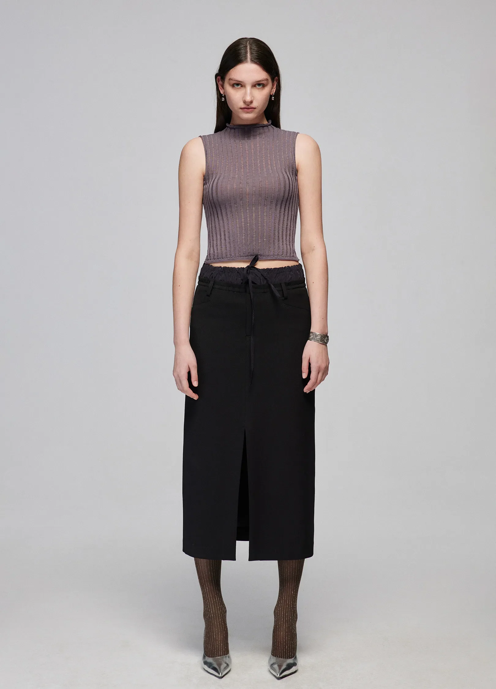 Slit Patchwork Skirt - Image 5