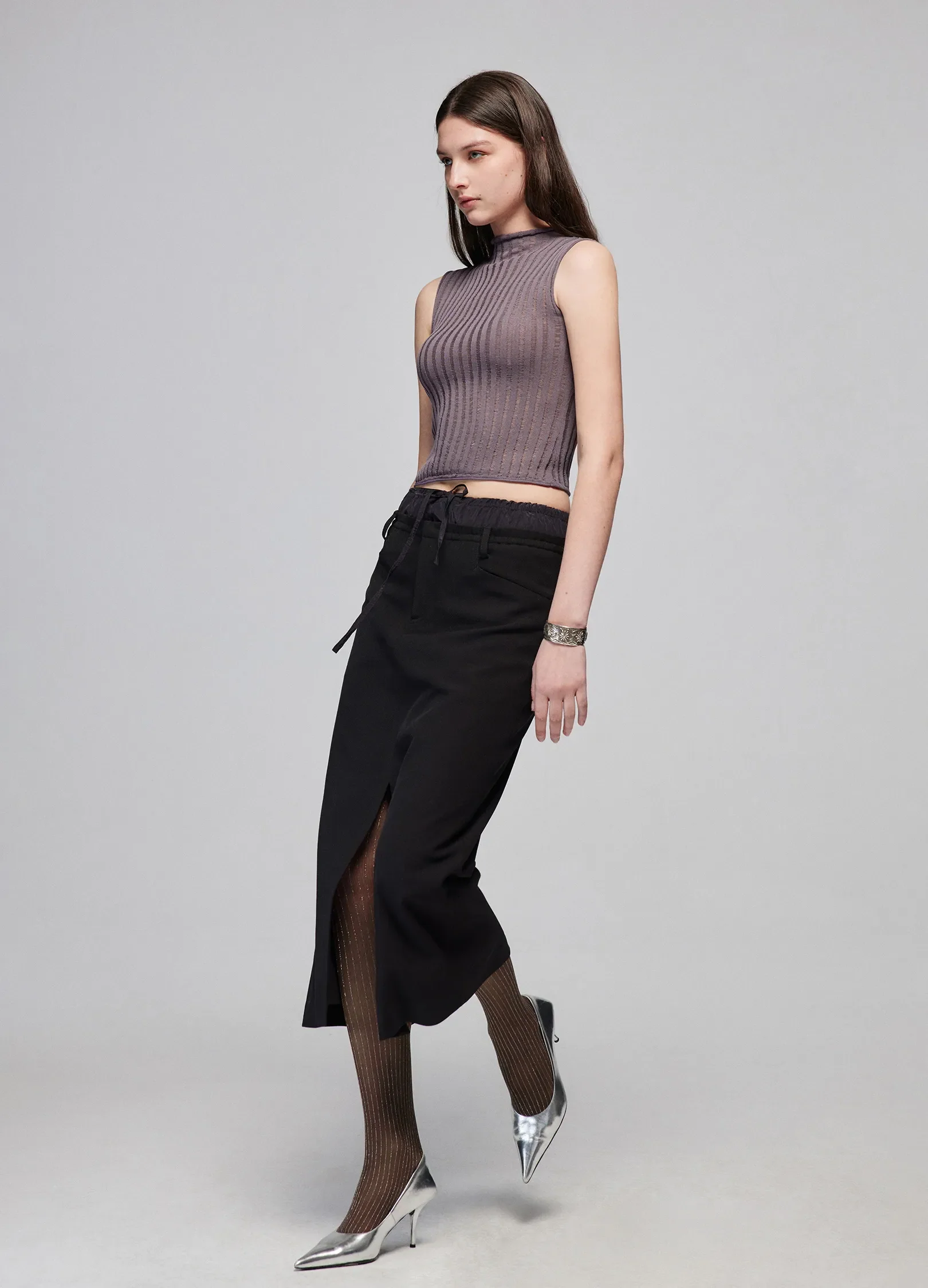 Slit Patchwork Skirt - Image 7