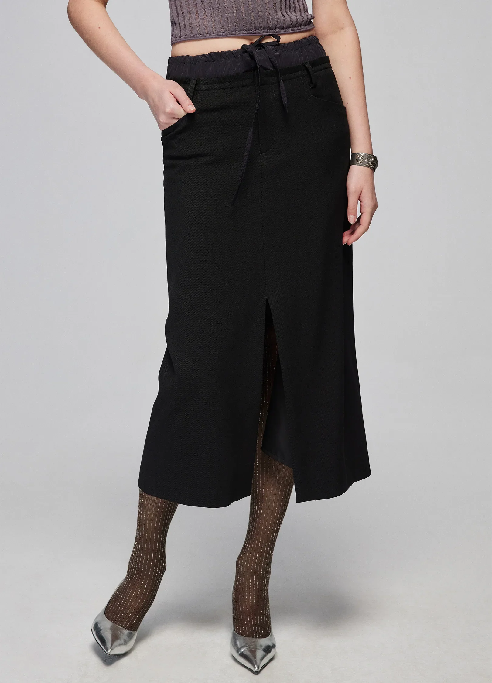 Slit Patchwork Skirt - Image 9