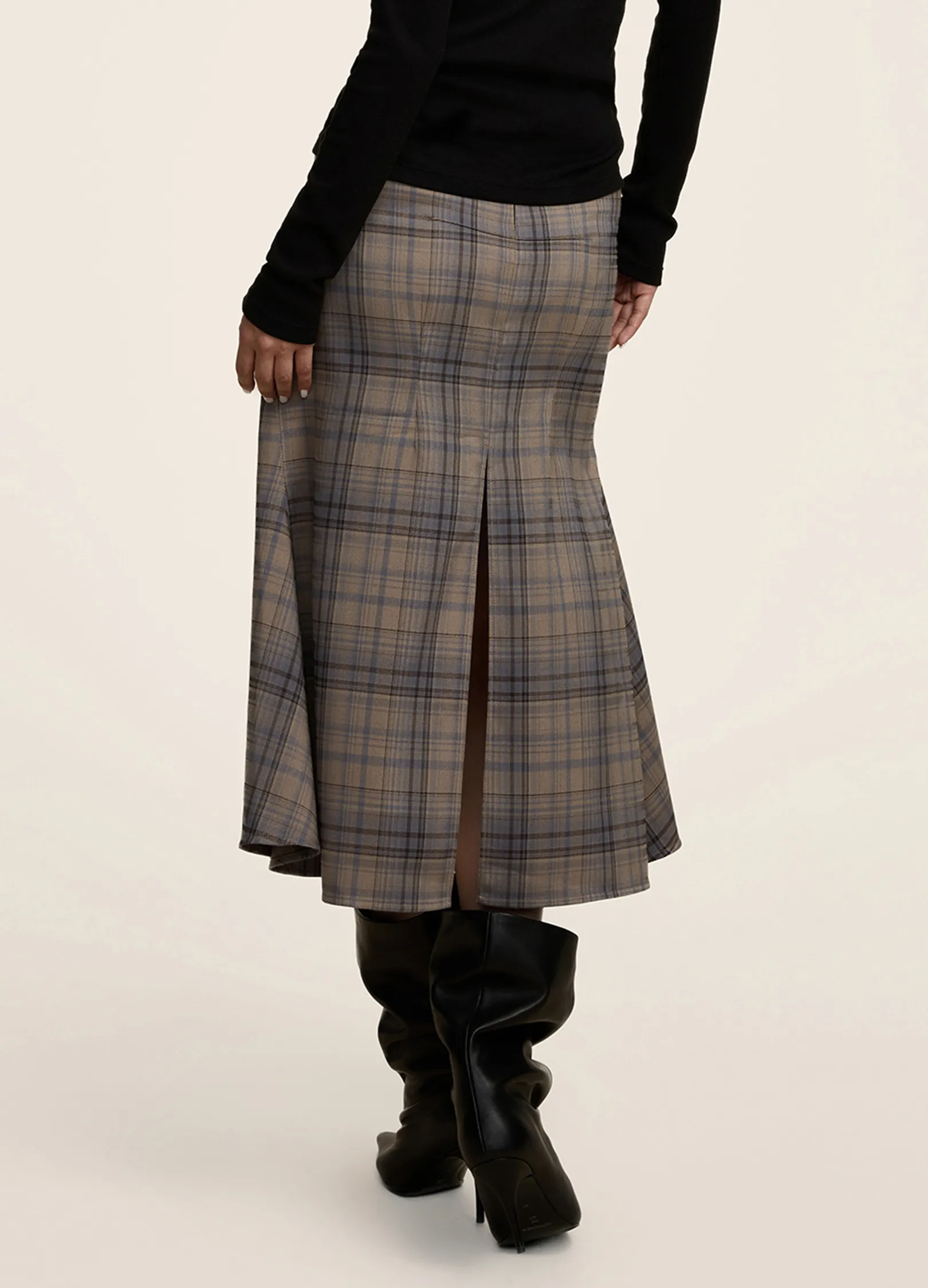 Split Plaid Skirt - Image 6