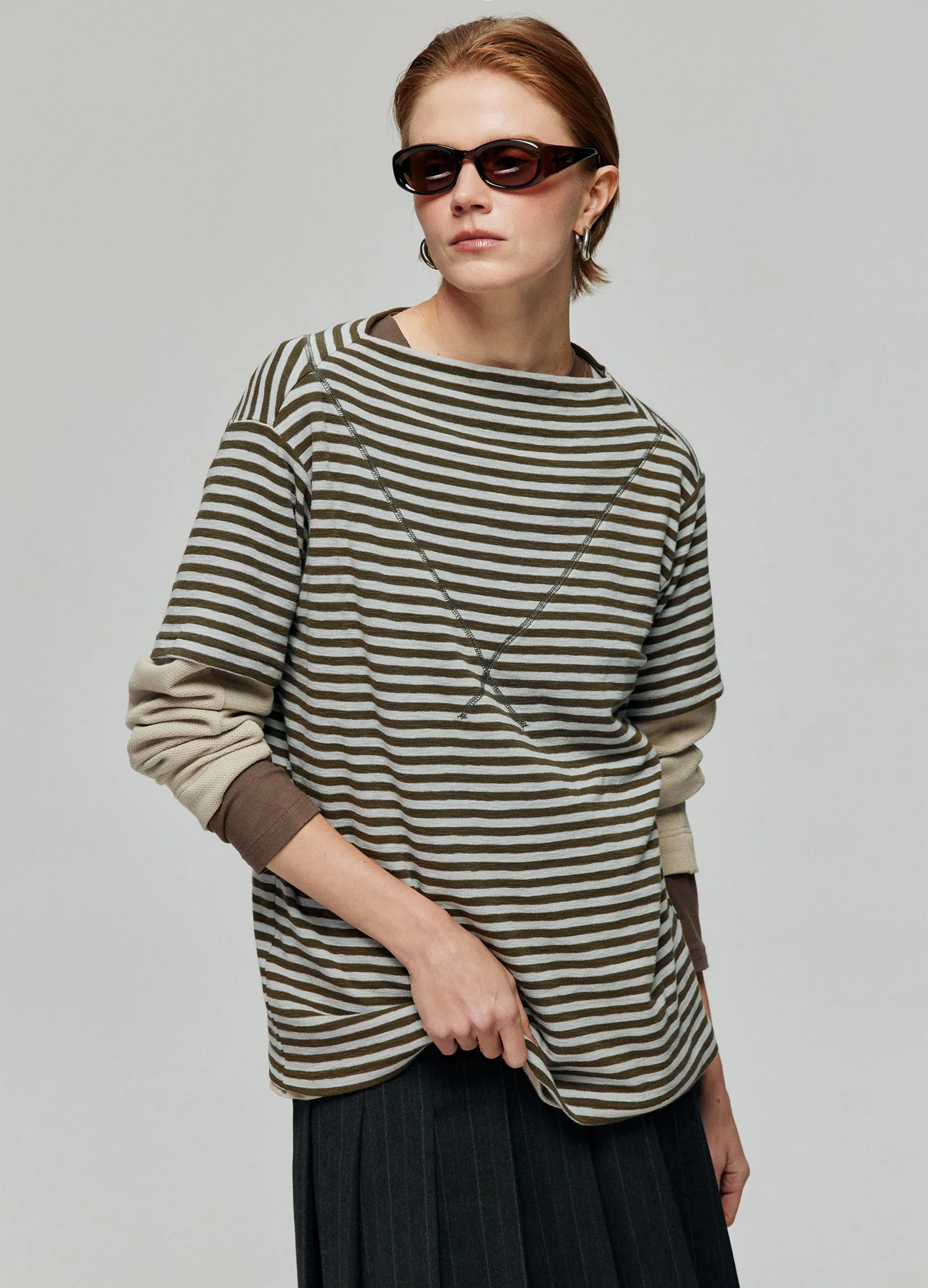 Striped Wide Neck Tee - Image 4