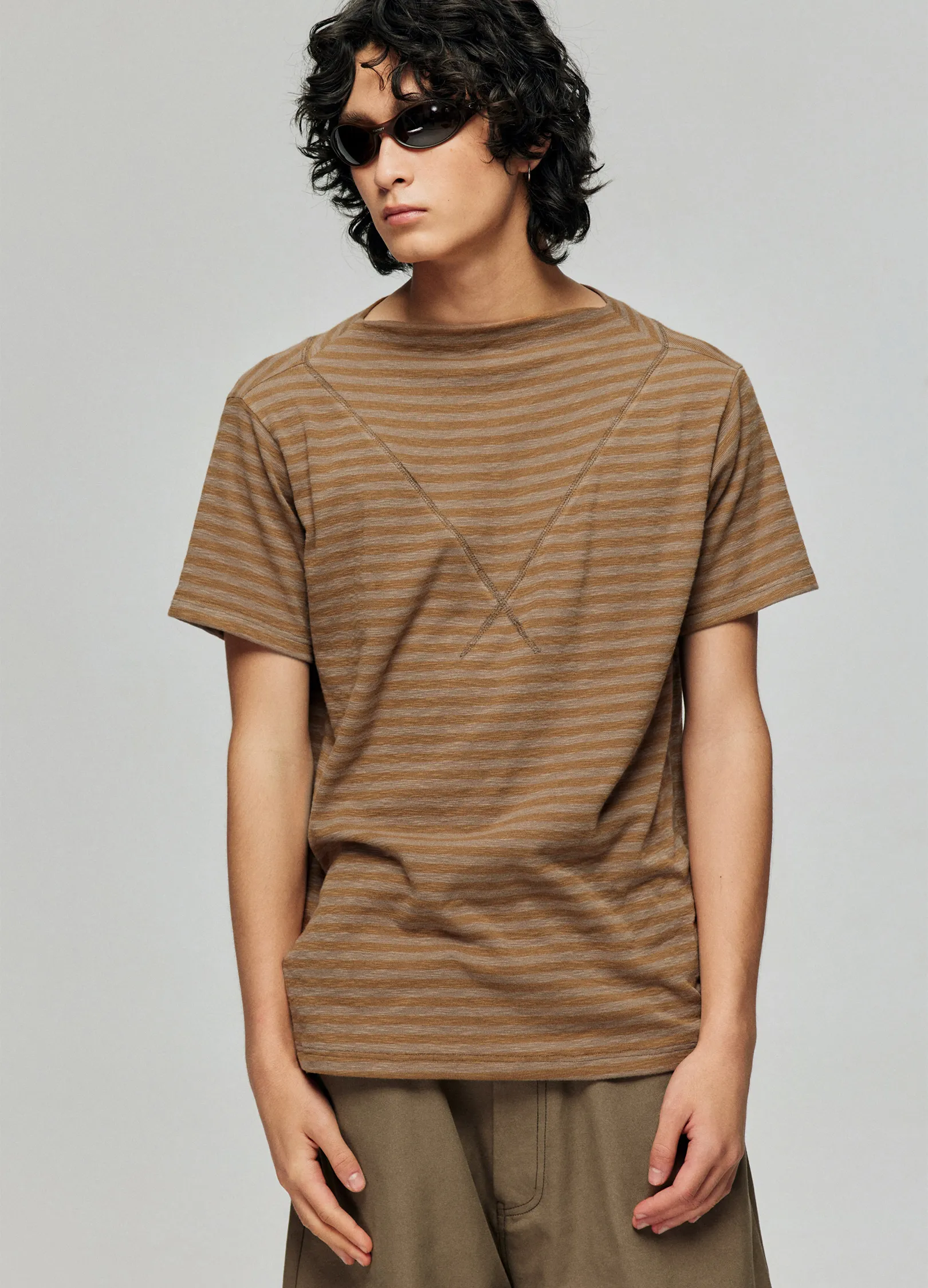 Striped Wide Neck Tee - Image 9