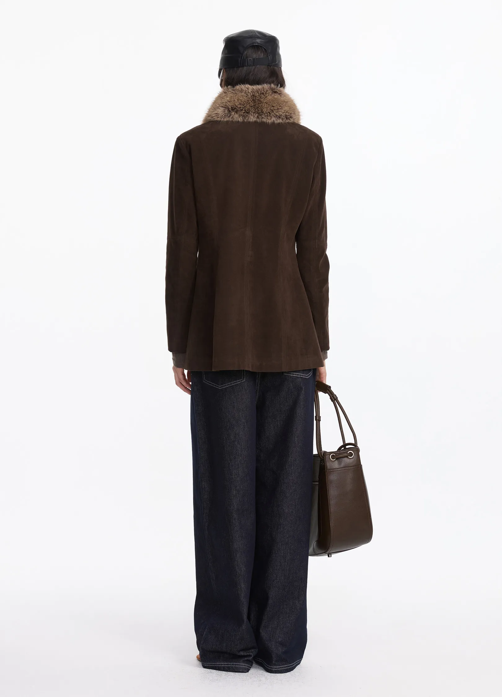 Suede Fur Long Coat - Image 11