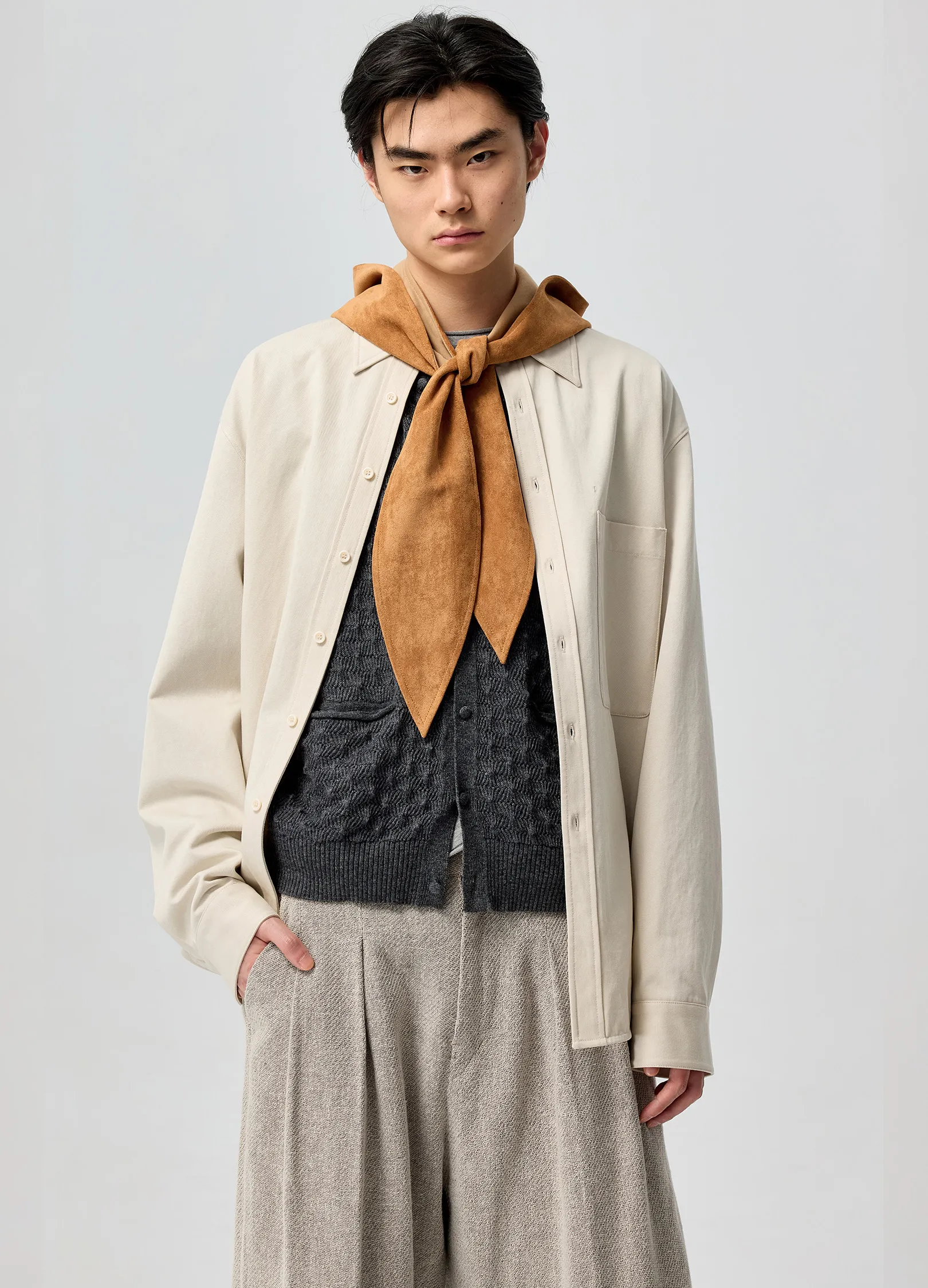 Suede Hooded Scarf - Image 3