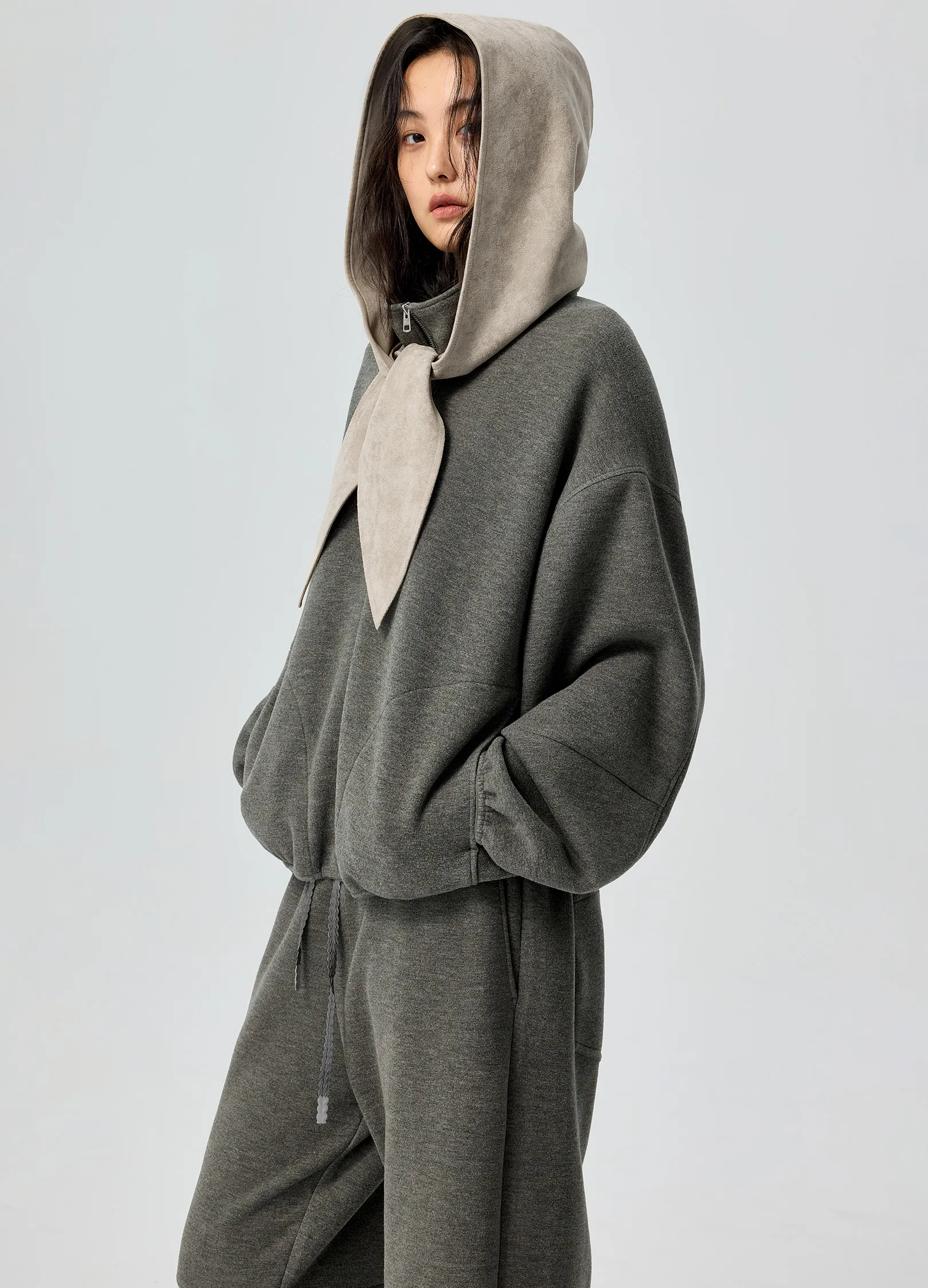Suede Hooded Scarf - Image 4