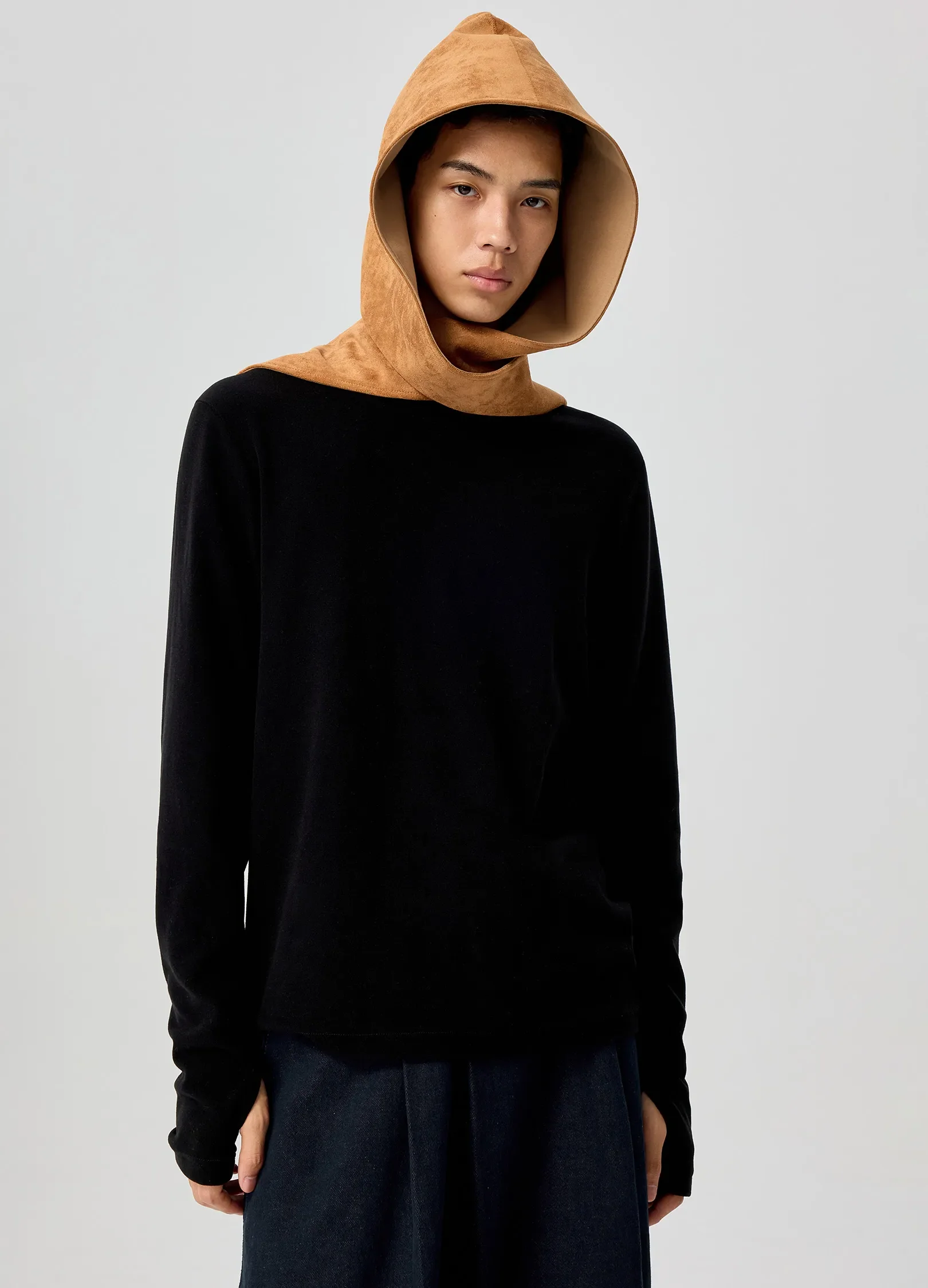 Suede Hooded Scarf - Image 5