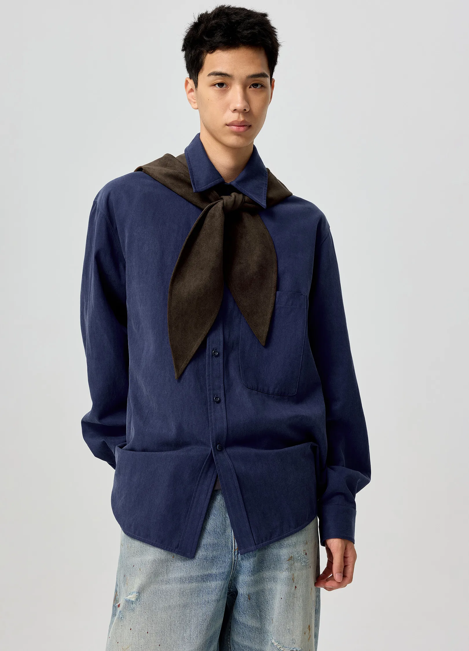 Suede Hooded Scarf - Image 7