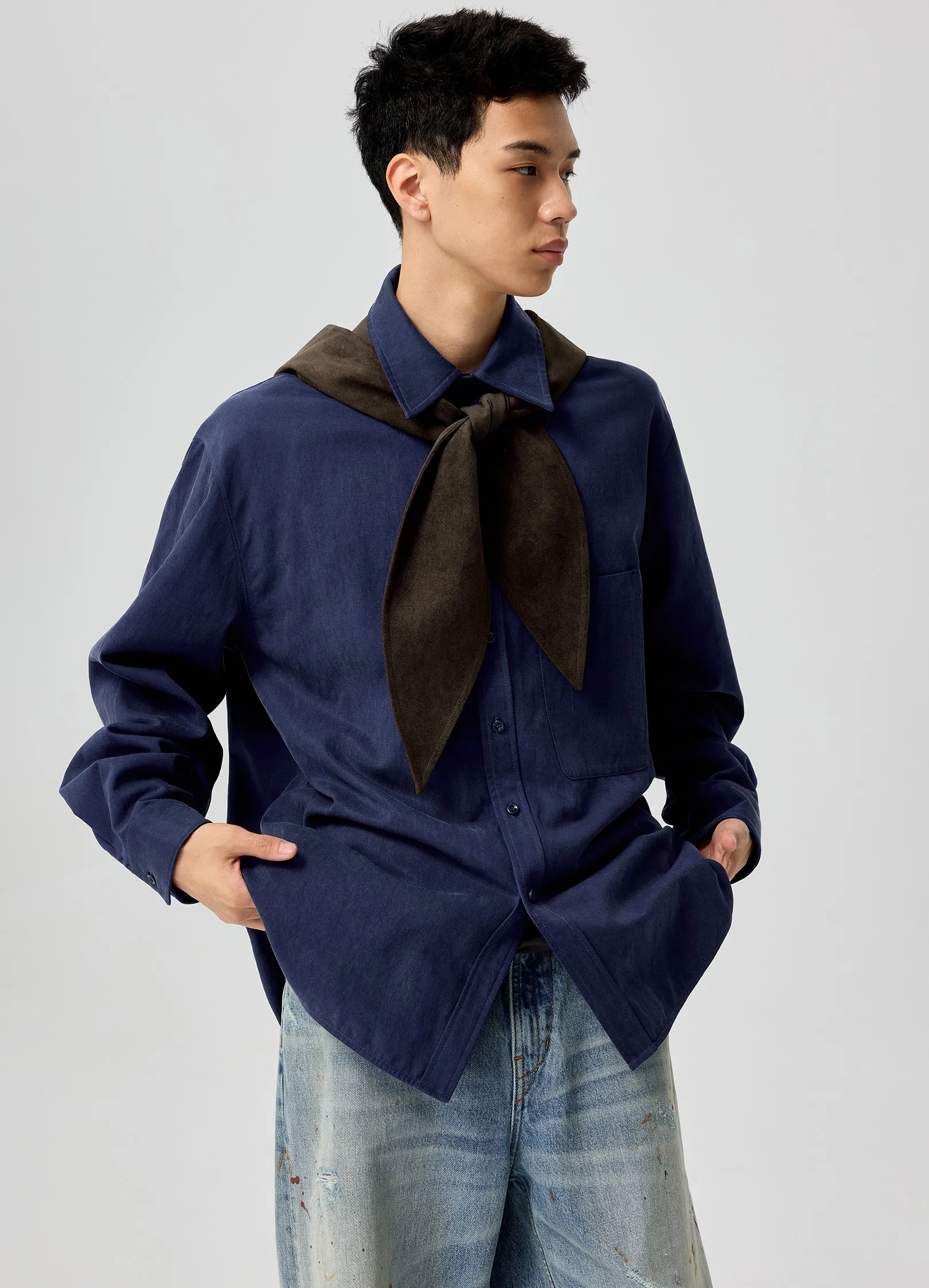 Suede Hooded Scarf - Image 8
