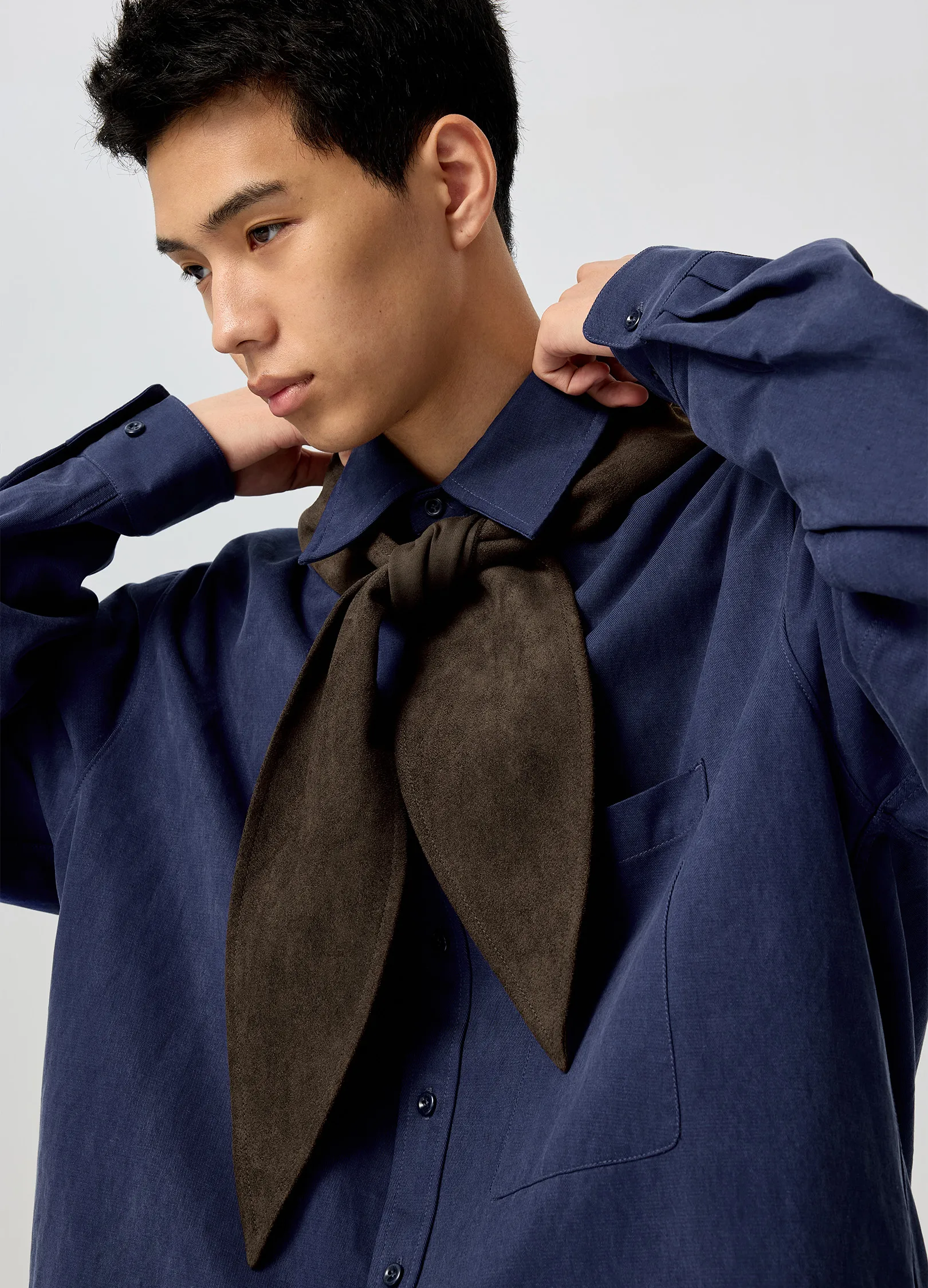 Suede Hooded Scarf - Image 9