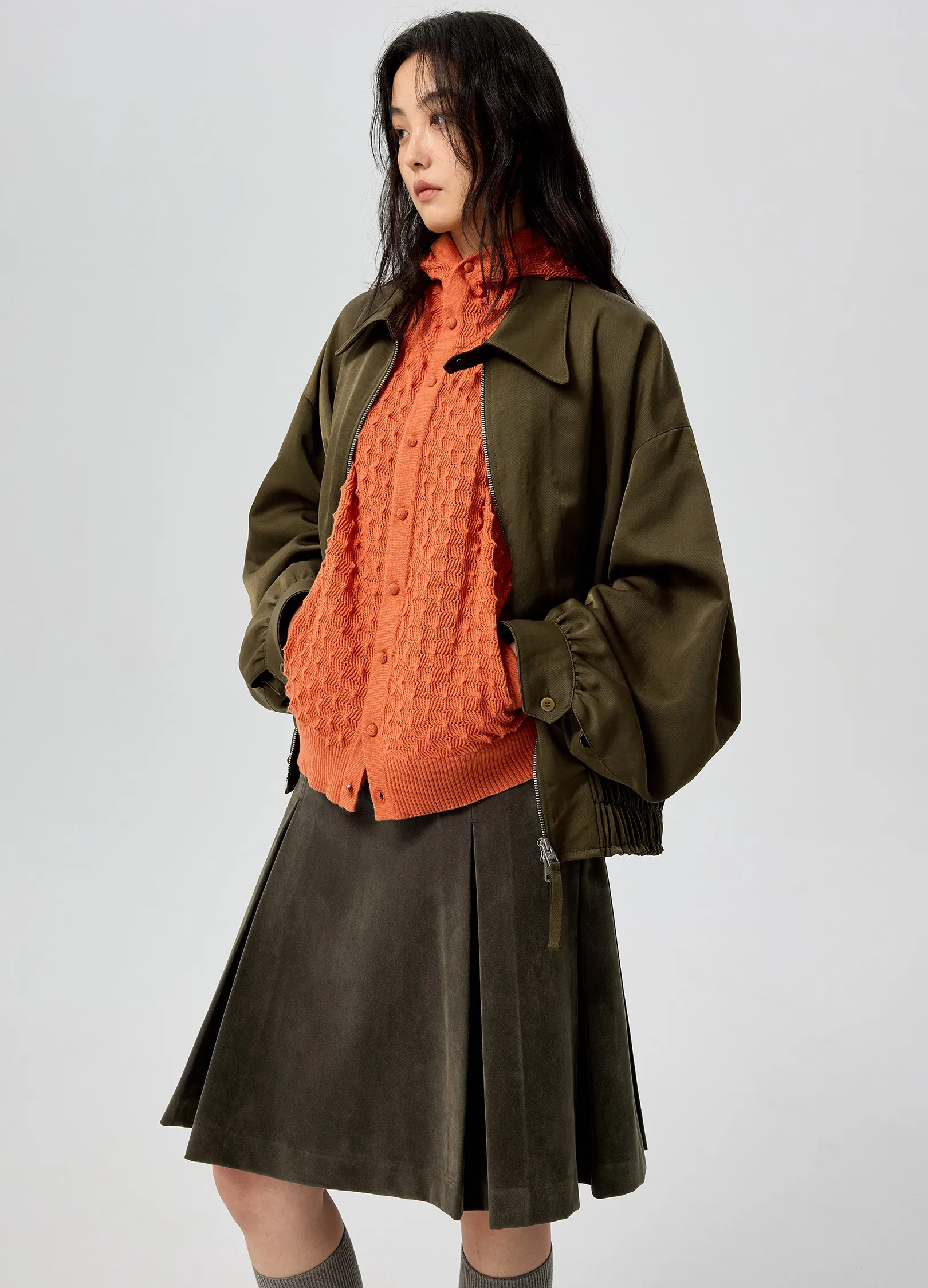 Suede Pleated Skirt - Image 9