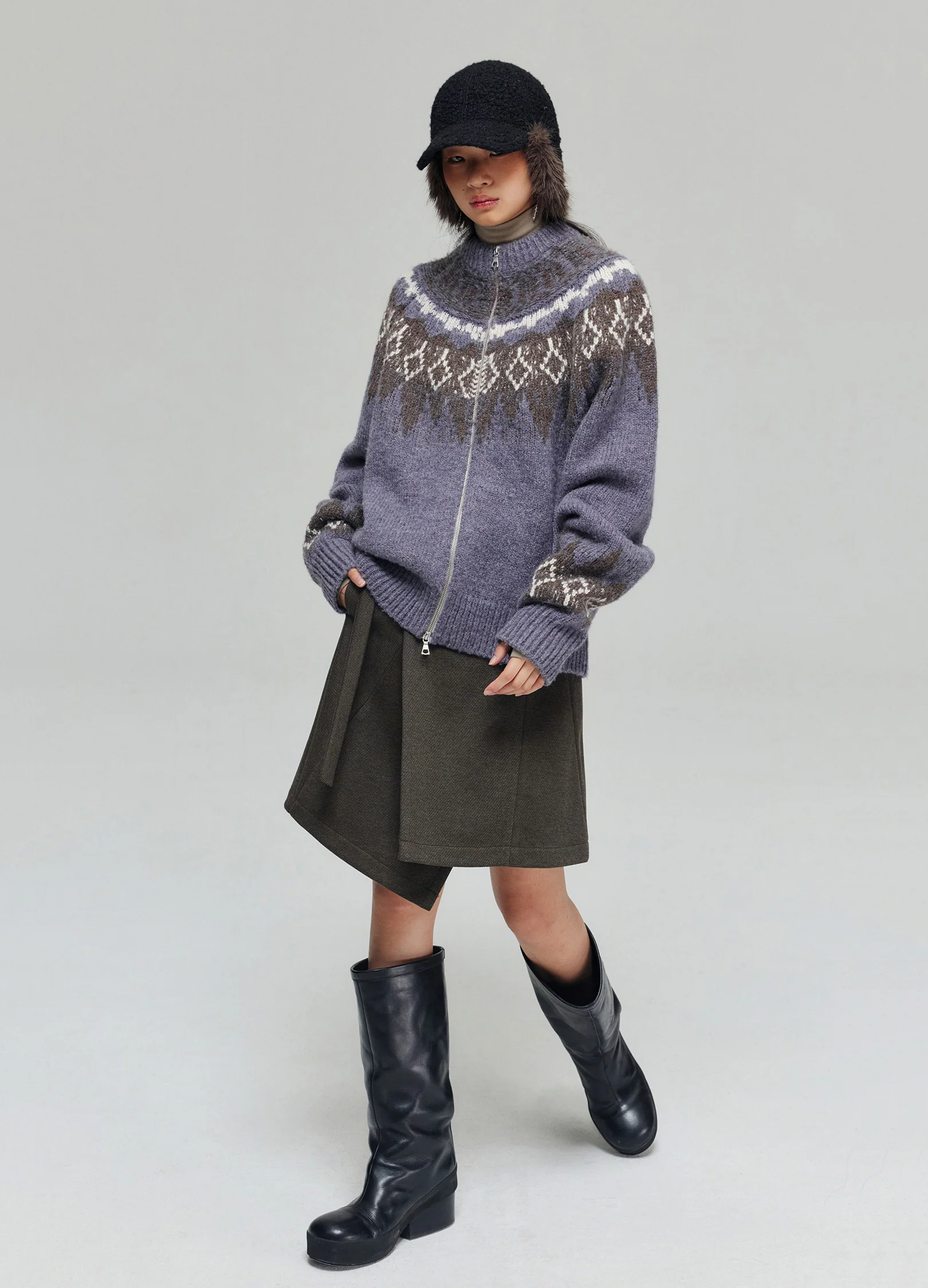 Tartan Wool Zip Sweater - Image 7