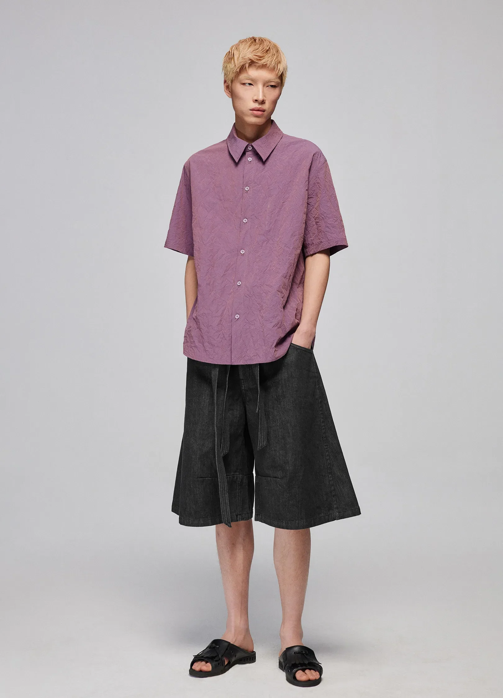 Textured Cotton Loose Shirt - Image 7