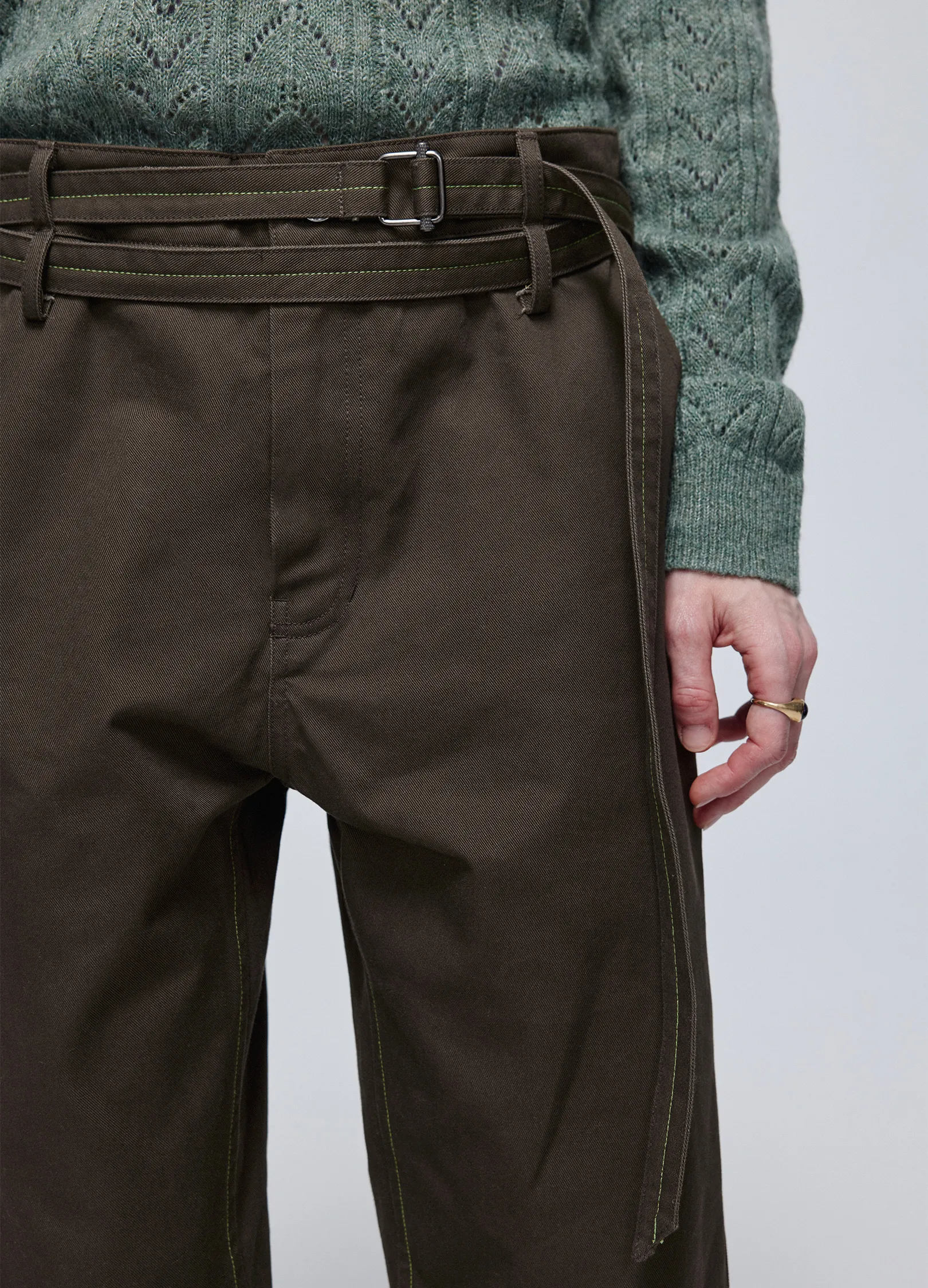 Twisted Belt Cotton Trousers - Image 10