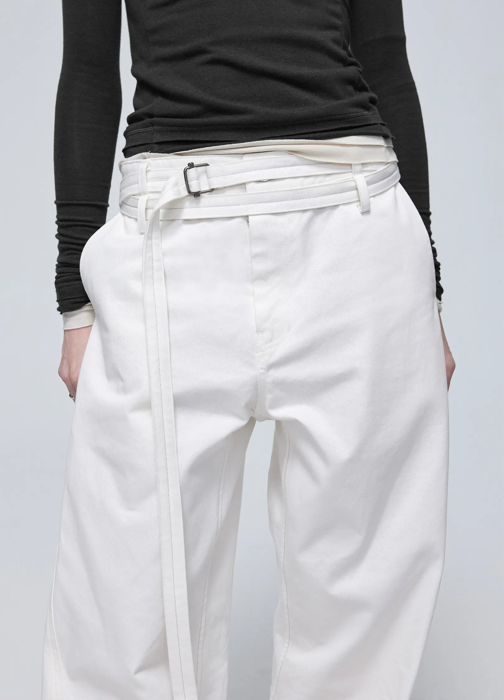 Twisted Belt Cotton Trousers - Image 12