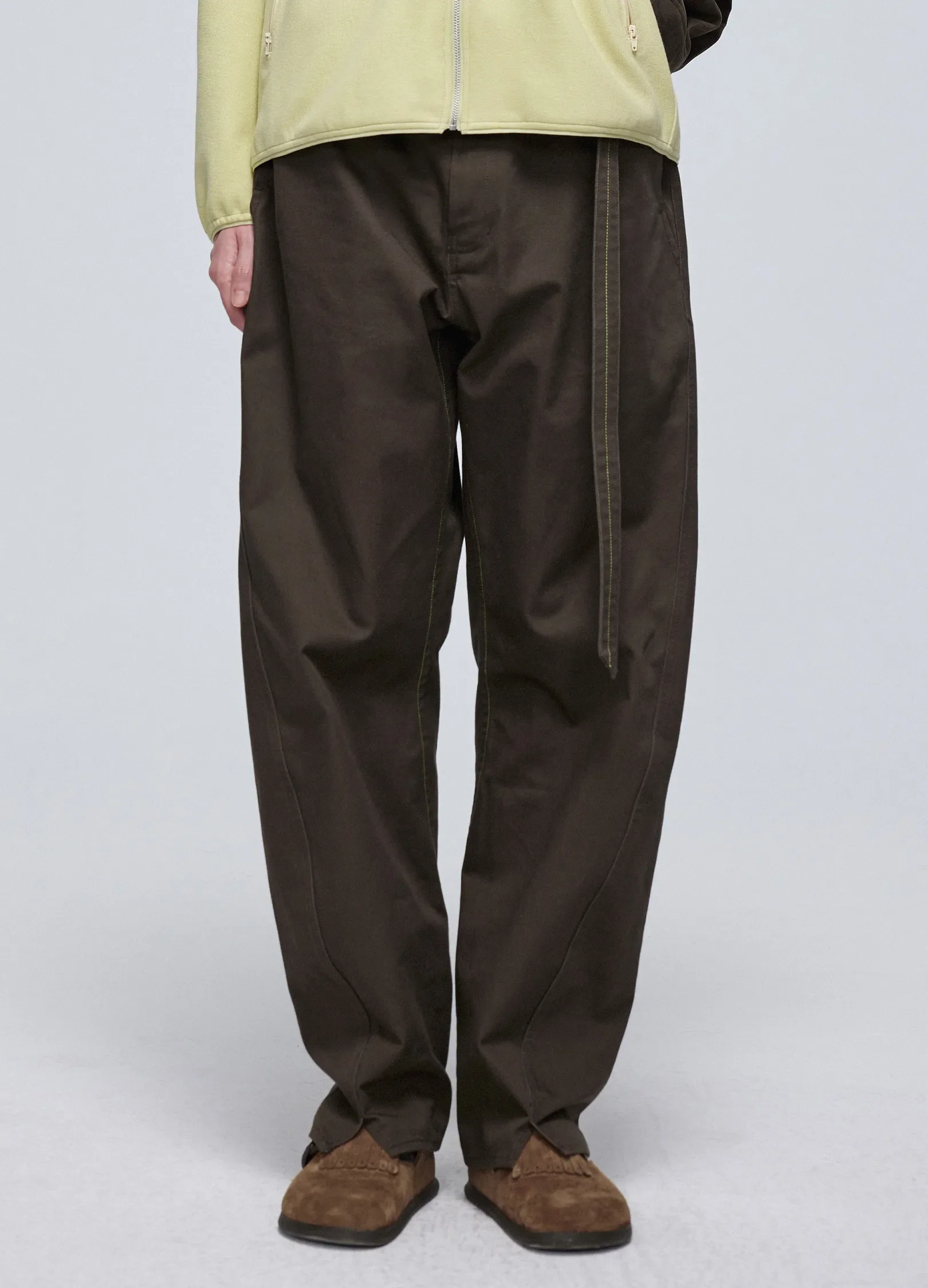 Twisted Belt Cotton Trousers - Image 2