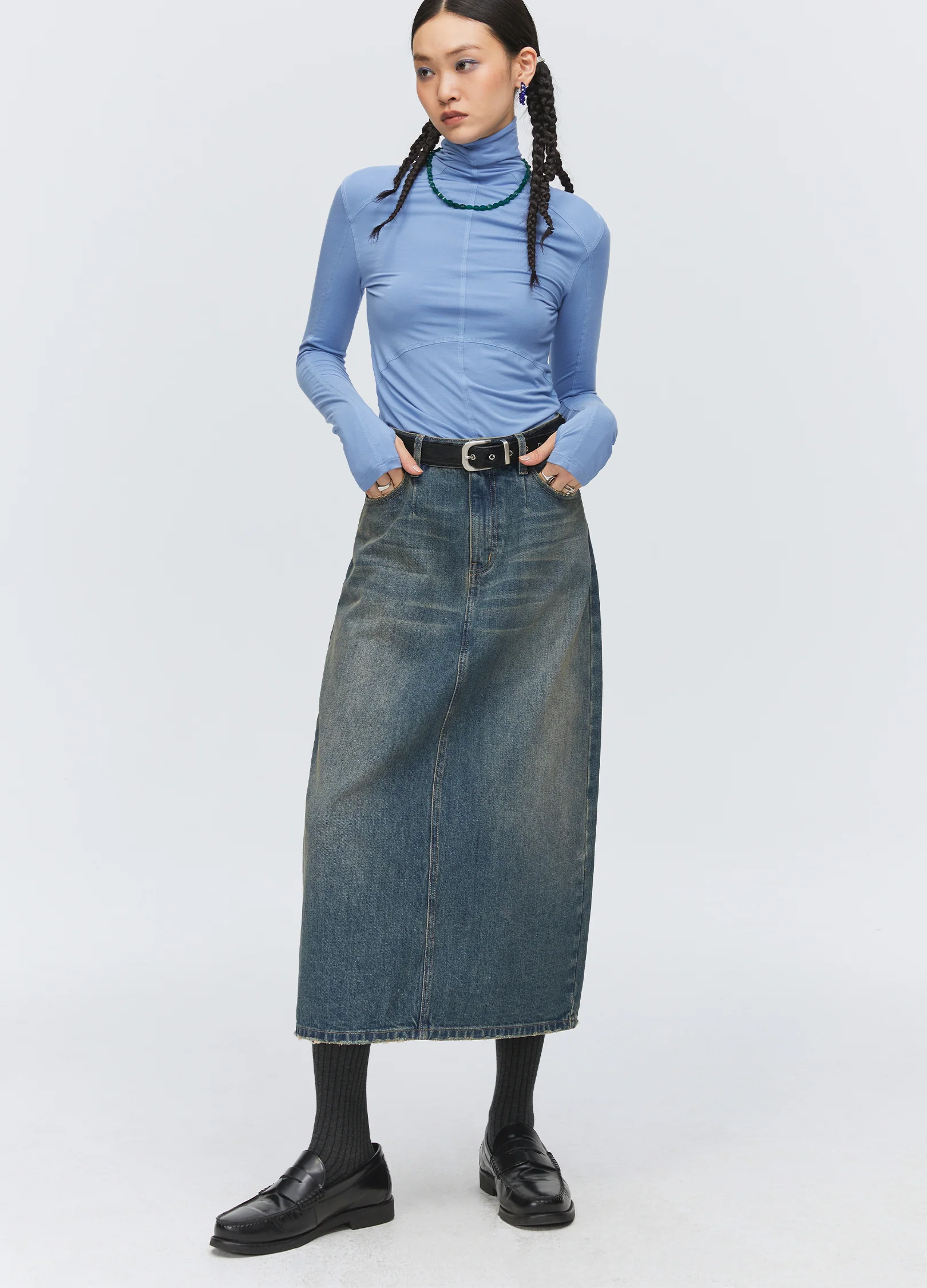 Denim Split Skirt - Image 4