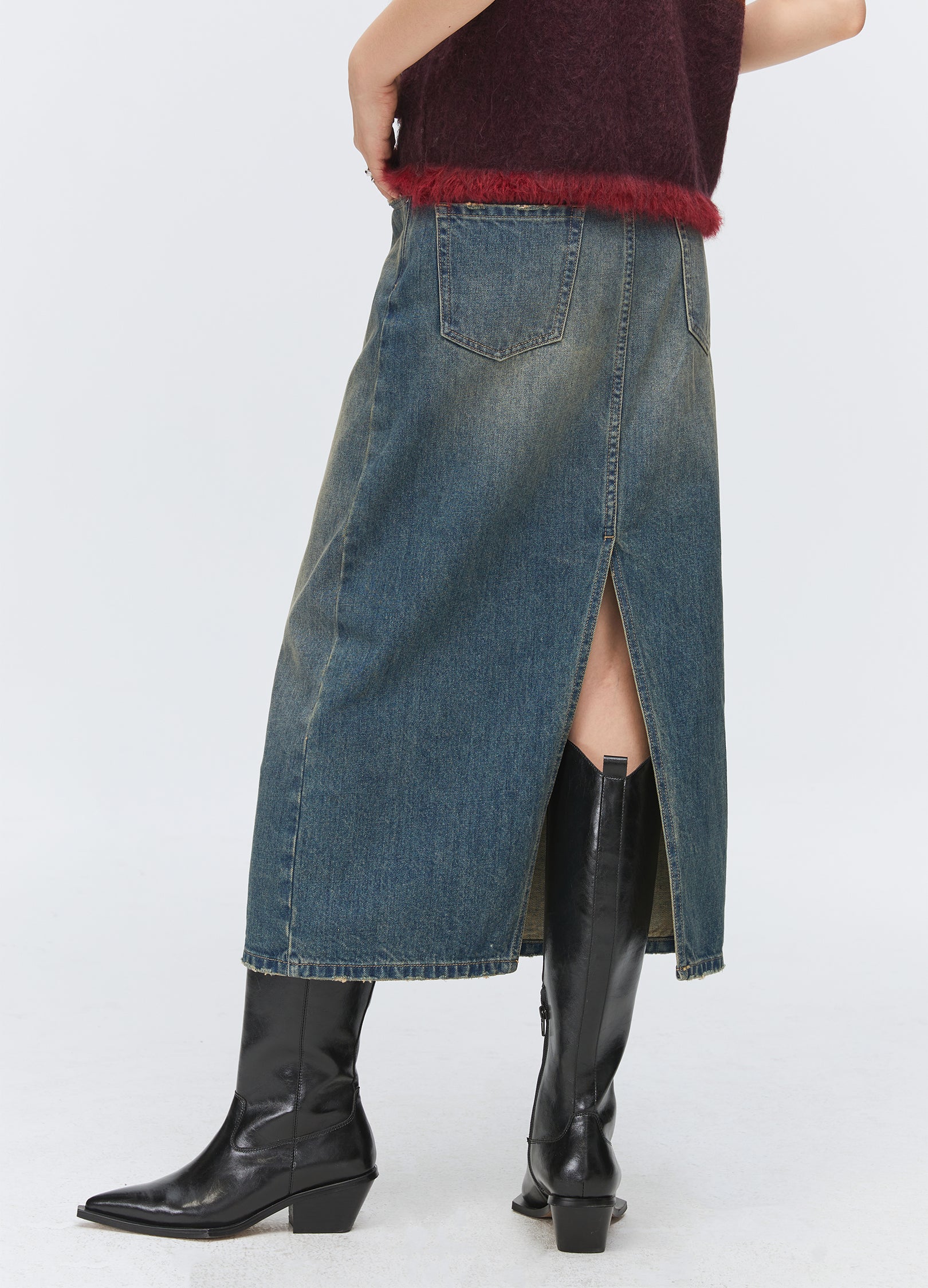 Denim Split Skirt - Image 5