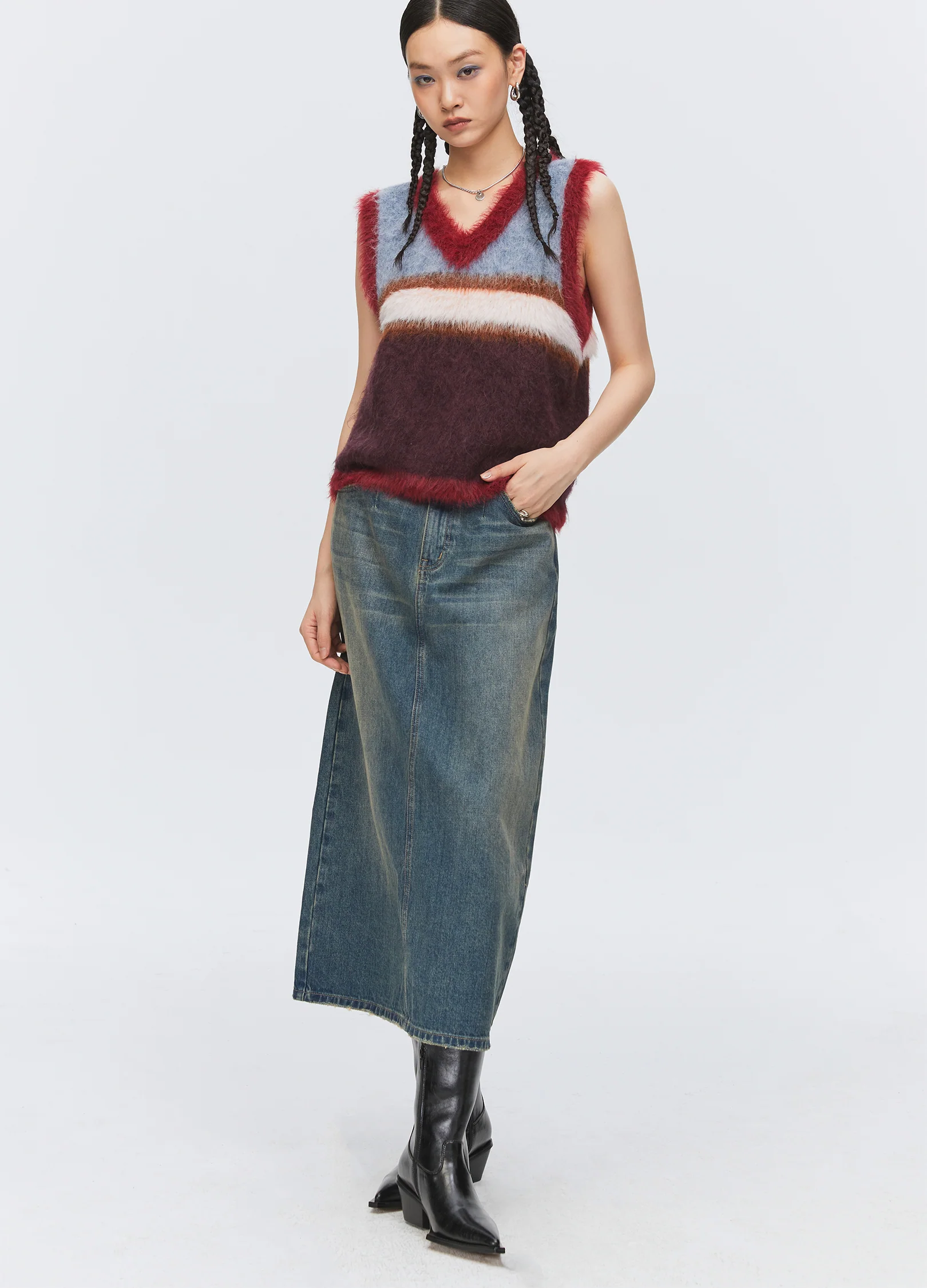 Denim Split Skirt - Image 7