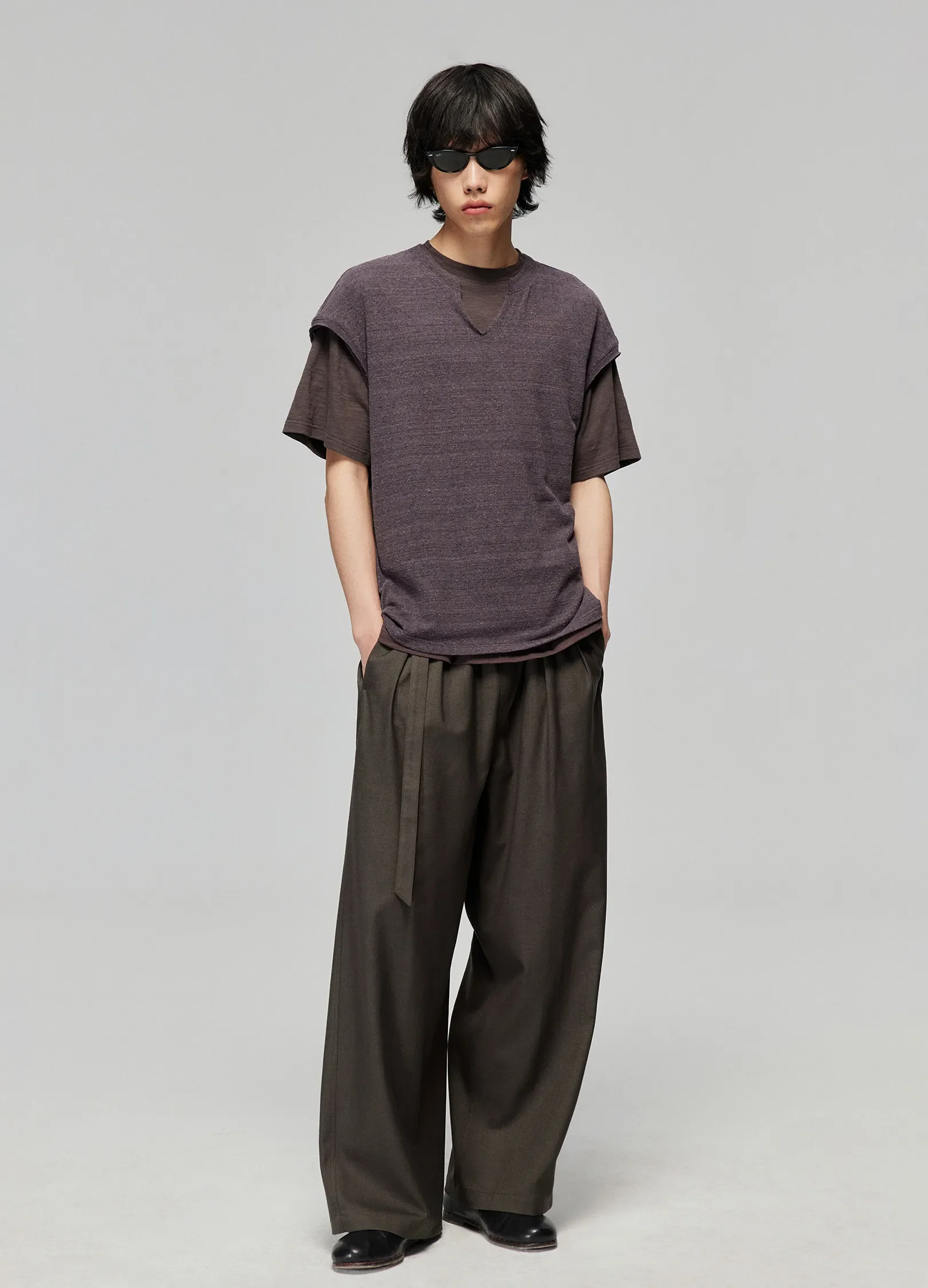Wide Pleated Stretch Trousers - Image 6
