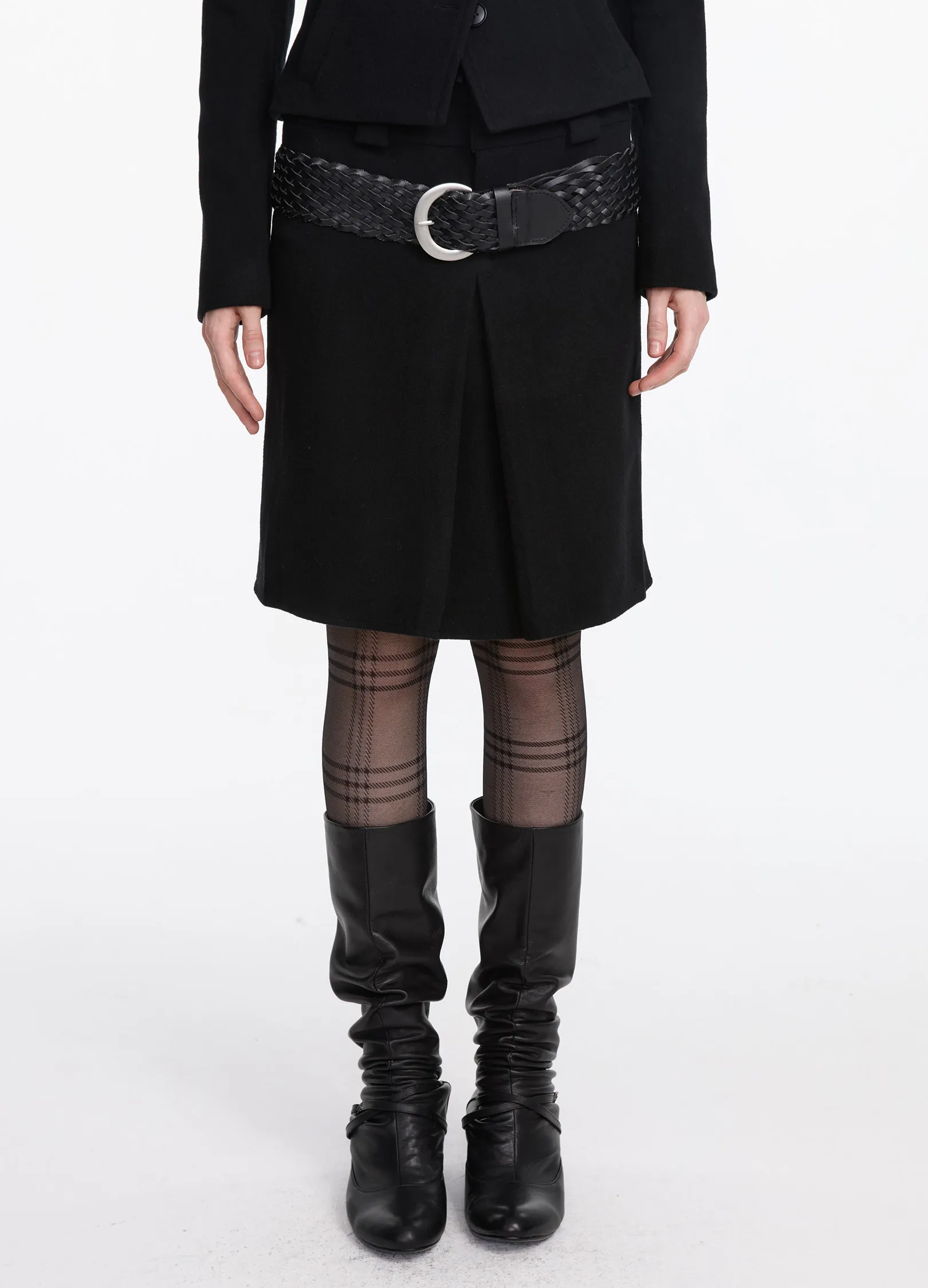 Wool Pleated Midi Skirt - Image 8