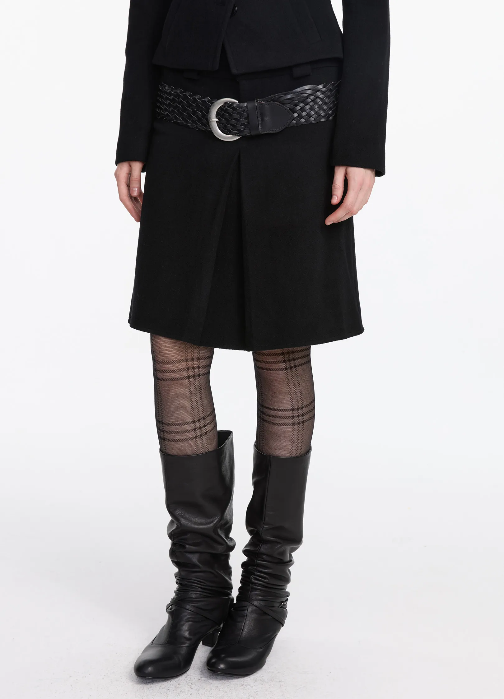 Wool Pleated Midi Skirt - Image 9